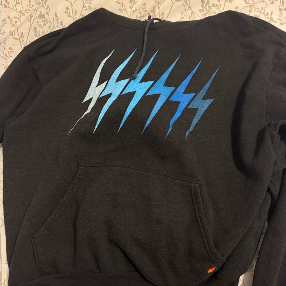 Aviator Nation Black Hoodie with Blue Accents